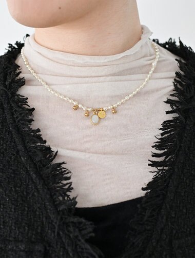 monshiro ロカイルガラスパール チョーカーネックレス