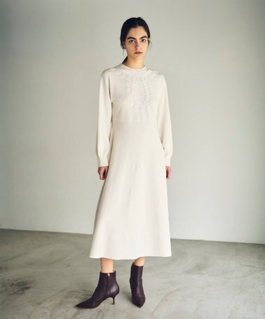 GRACE CONTINENTAL エスニック刺繍ニットワンピース