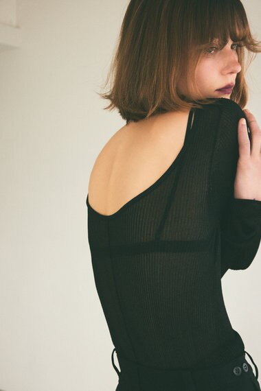 GRACE CONTINENTAL ラメシアーリブニットトップ