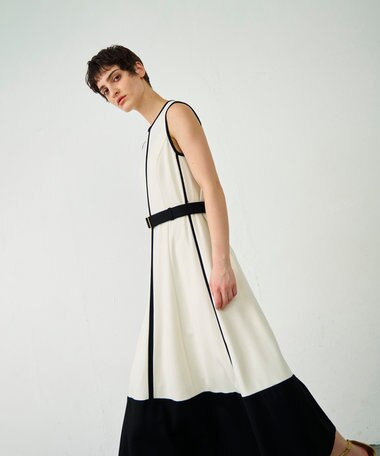 GRACE CONTINENTAL 配色ポンチフレアワンピース