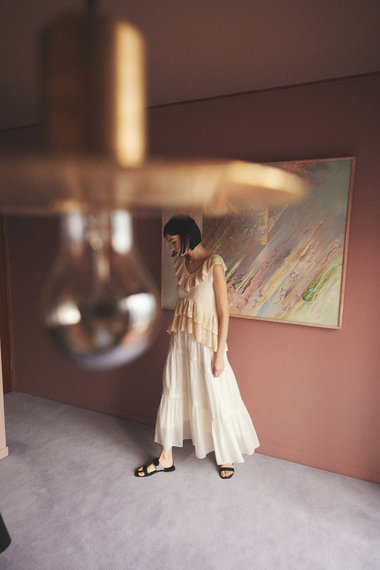 GRACE CONTINENTAL ミックスフリルニットトップ