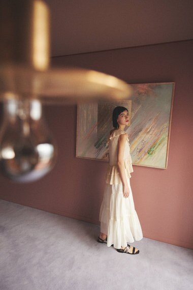 GRACE CONTINENTAL ギャザーレースロングスカート