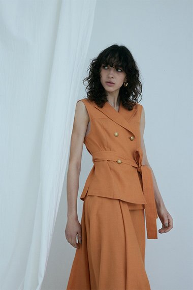 GRACE CONTINENTAL リネンタッチダブルブラウス