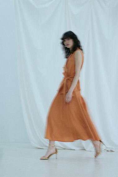 GRACE CONTINENTAL リネンタッチタックフレアスカート