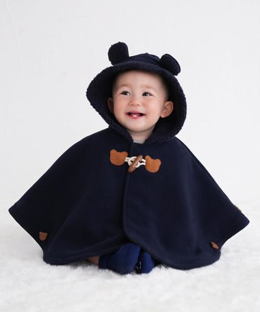 MIKI HOUSE HOT BISCUITS 【70-90cm】 お耳付きボアフリース ダッフルマント