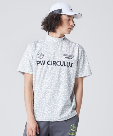 PW CIRCULUS 【MEN】【ストレッチ】アニマルプリント ロゴ モックネック シャツ