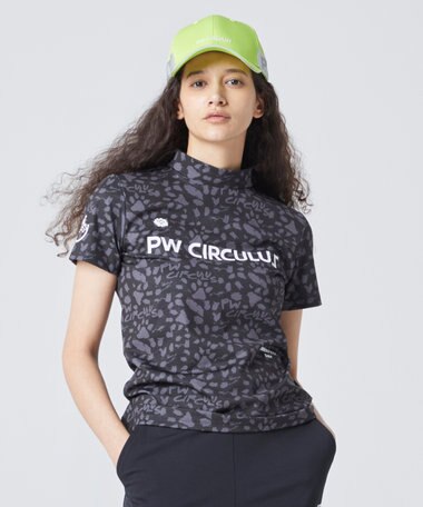 PW CIRCULUS 【WOMEN】【ストレッチ/UVケア】アニマルプリント ロゴ モックネック シャツ