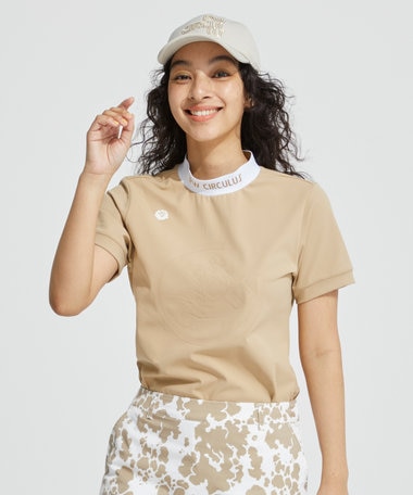 PW CIRCULUS 【WOMEN】【ストレッチ / UVケア】バックメッシュロゴ モックネック シャツ ゴルフウェア レディース