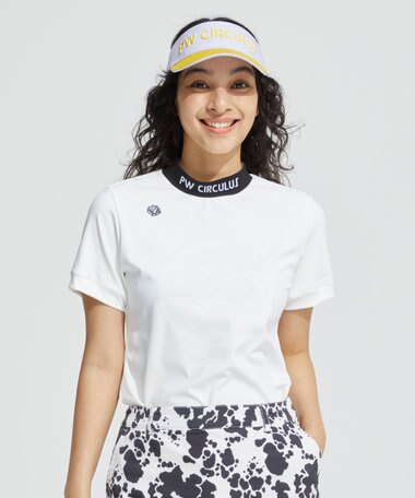 PW CIRCULUS 【WOMEN】【ストレッチ / UVケア】バックメッシュロゴ モックネック シャツ ゴルフウェア レディース