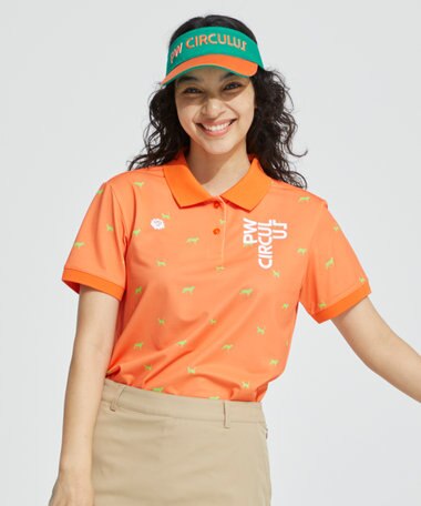 PW CIRCULUS 【WOMEN】【ストレッチ / UVケア】アニマルプリント カノコ ポロシャツ ゴルフウェア レディース