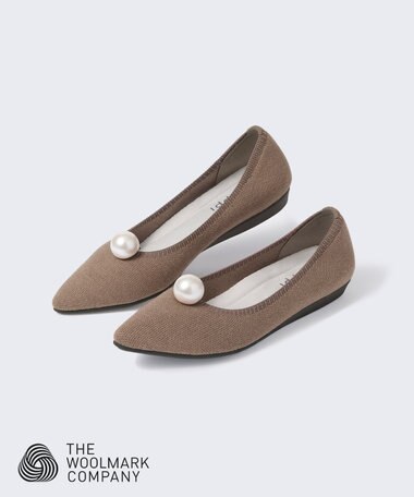 steppi 【洗える/防臭】パール付 メリノウール ポインテッドパンプス