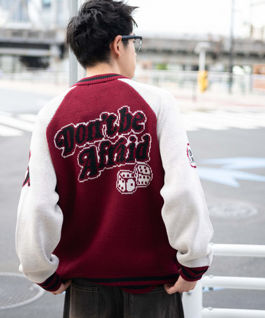 WEGO 【ユニセックス着用ITEM/MLサイズ展開】ジャガードニットスタジャン