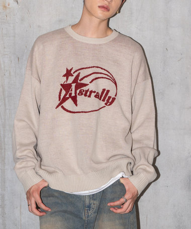 WEGO 【新色追加/ユニセックス着用ITEM/SMLサイズ展開】ジャガードグラフィックプルオーバー（LS）