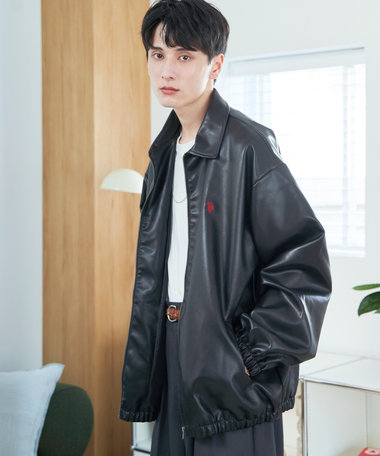 WEGO 【ユニセックス着用ITEM/MLサイズ展開】USPOLOフェイクレザージャケット