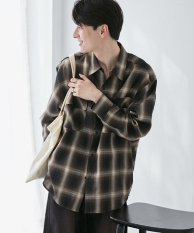 WEGO 【ユニセックス着用ITEM/SMLサイズ展開】オンブレチェックシャツ（LS）