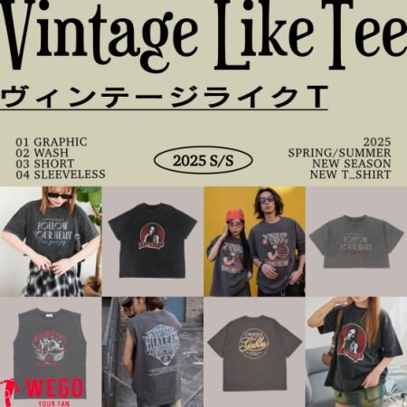 ヴィンテージライクT！古着のようなウォッシュ加工を施したグラフィックがポイント。