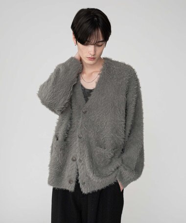 WEGO 【2025秋冬新作/ユニセックス着用ITEM/SMLサイズ展開】フェザーニットカーディガン