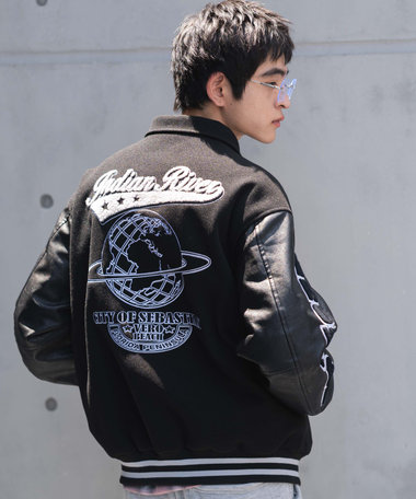 WEGO 【25年秋冬新作/ユニセックス着用ITEM/SMLサイズ展開】メルトンワッペンスタジャン