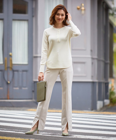 ICB 【洗える】 エクストラファインメリノ ヘンリーネックプルオーバー