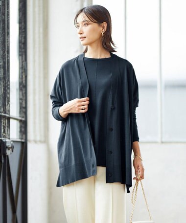 ICB 【洗える・WEB限定カラーあり】 ヴィスコースワイド カーディガン