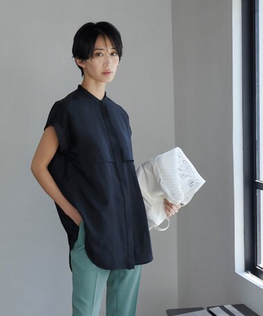 ICB 【洗える】ヌーディスローン  バンドカラーブラウス