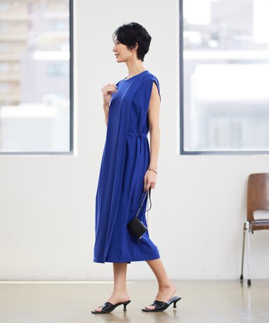  【接触冷感・UVカット・速乾・洗える】マットスキューバ ストレートワンピース