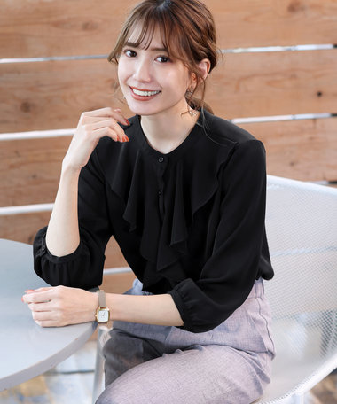 Tiaclasse 【洗える】フリルブラウス