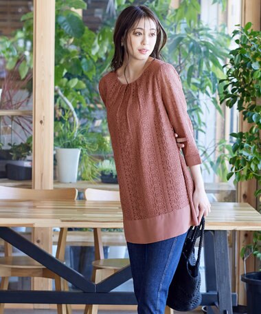 Tiaclasse 【洗える】レースコンビチュニック