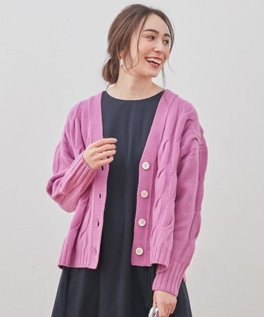 自由区 【洗える】ウールカシミヤブレンド ニットカーディガン