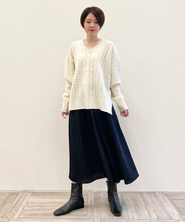 自由区 【洗える】ウールカシミヤブレンド Vネックプルオーバーニット