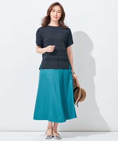 自由区 【接触冷感/セットアップ着用可】トリアセテートツイル フレアスカート