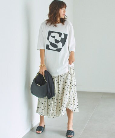自由区 【セットアップ可】ドットプリント プリーツスカート