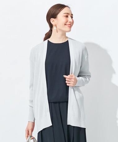 自由区 【洗える】ハイツイストコットンアセテート ニットカーディガン