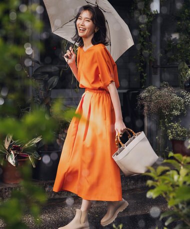 自由区 【接触冷感・速乾・UVカット・撥水・防シワ】リネンライクツイル プルオーバーブラウス