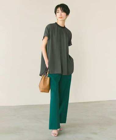 自由区 【WEB限定カラーあり/洗える/撥水加工】TRギャバ ストレートパンツ