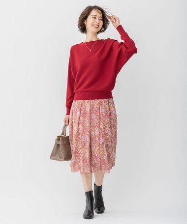 自由区 【洗える/セット可】レーヨンストレッチ ドルマンスリーブニット