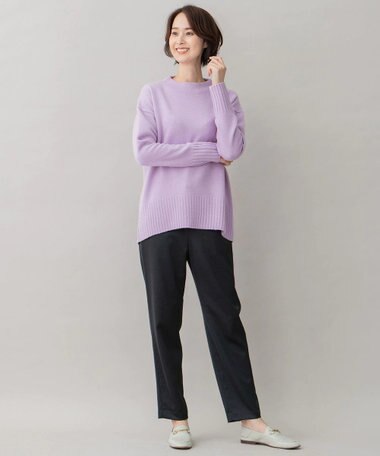 自由区 【洗える】ウールカシミヤブレンド オフネックプルオーバーニット