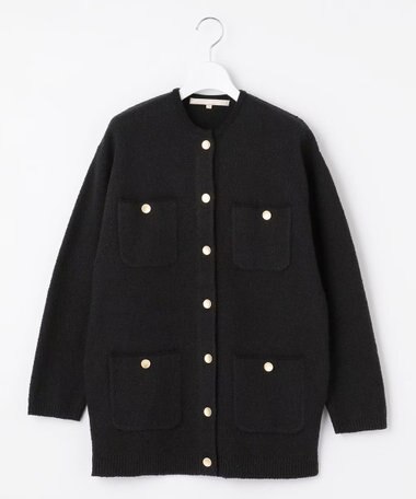 自由区 【XSサイズ～/洗える】テクスチャーコットンブレンド ニットアウター