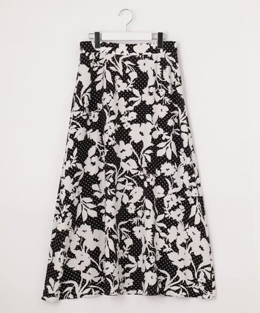 自由区 【XSサイズ~/洗える】モノトーンドットフレア スカート