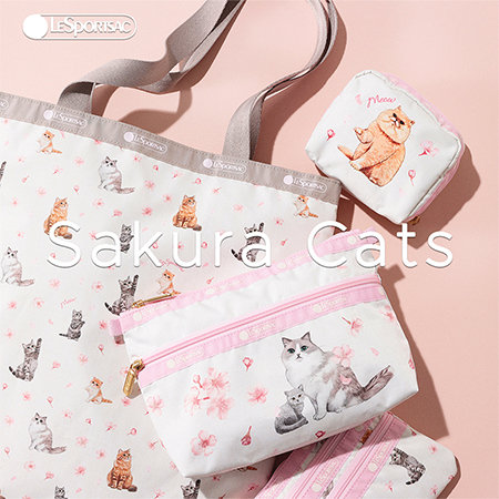 【Sakura Cats】桜舞う中でポーズをとる猫柄が登場！