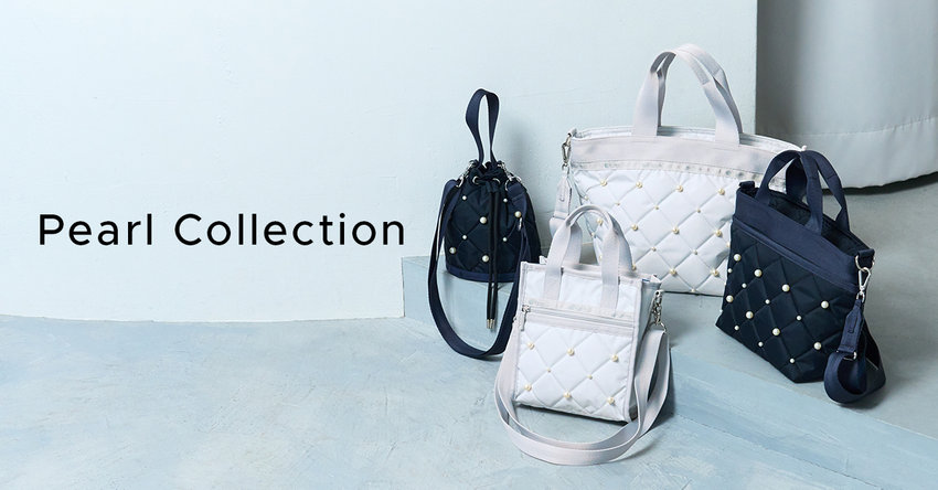 キルティング生地に大きさの異なるパールを散りばめた【Pearl Collection】
