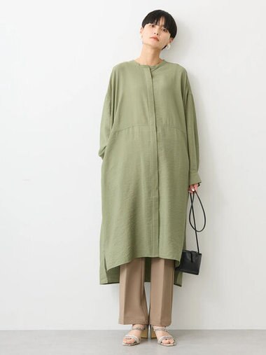 AMERICAN HOLIC 接触冷感バンドカラー切替シャツワンピース