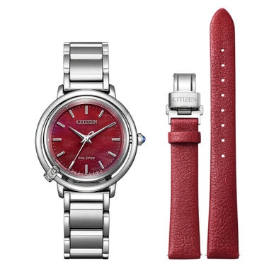 CITIZEN 【3ポイントのダイヤが輝く2WAYモデル】電池交換不要の替えバンド付き腕時計 CITIZEN L 光発電エコ・ドライブ