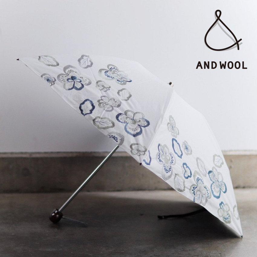 UV紫外線カット率99％以上・人気シリーズ【晴雨兼用日傘 ビオラ刺繍（折りたたみ傘・長傘）】