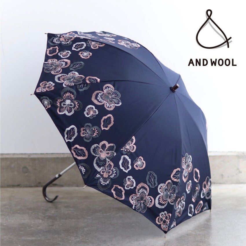 猛暑にむけて「日傘」のご準備はおすみですか？【晴雨兼用日傘 ビオラ刺繍】UV紫外線カット率99％以上