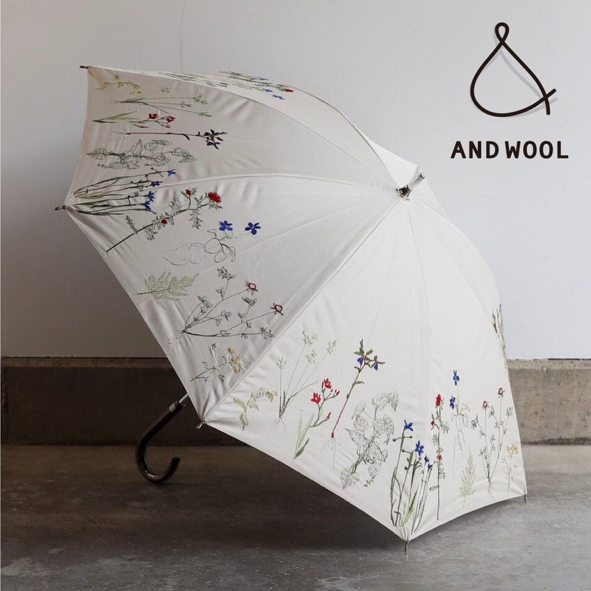 7つの野草を植物図鑑のように表現【晴雨兼用日傘 ボタニカル刺繍】1級遮光生地使用で機能性も安心