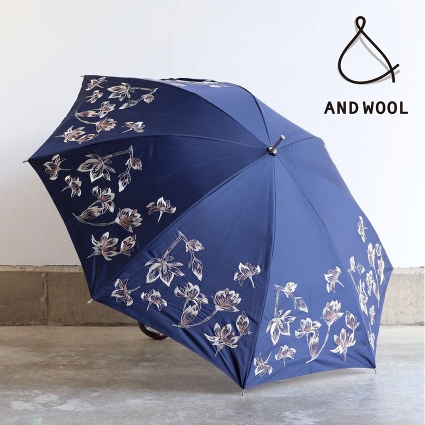 【UV紫外線カット率99％以上!!】夏の強い日差しを気にせず楽しくお出かけしたい方へ「晴雨兼用日傘 モクレン刺繍」