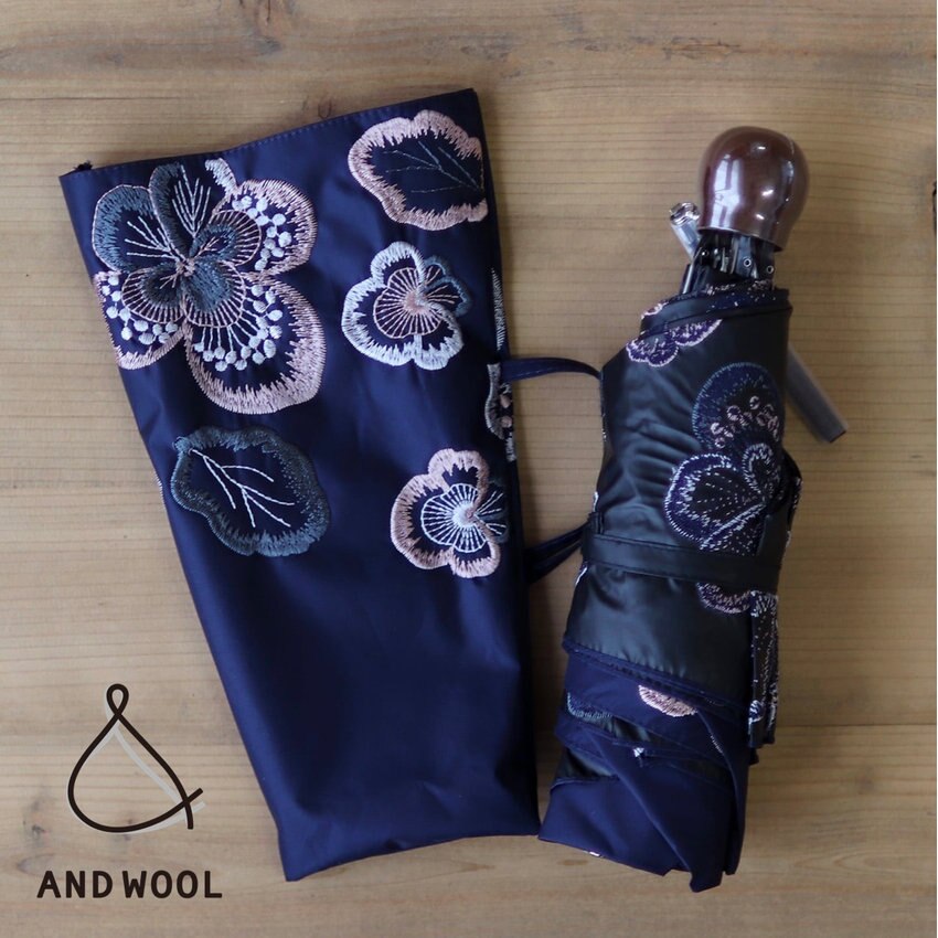 UV紫外線カット率99％以上!!【晴雨兼用日傘 ビオラ刺繍】在庫が少なくなってきましたのでお早めにどうぞ