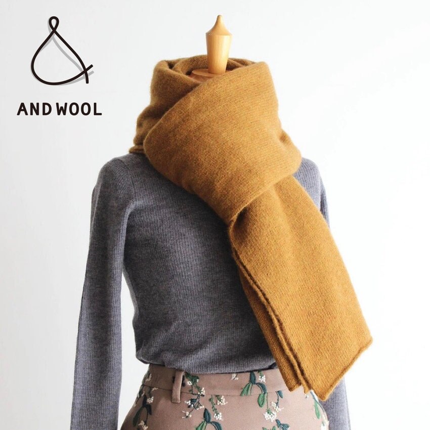 【在庫わずかです!!】手編み機で1枚1枚編み上げる「カシミヤセーブル大判ストール」※残りオレンジ、マスタードイエローのみ