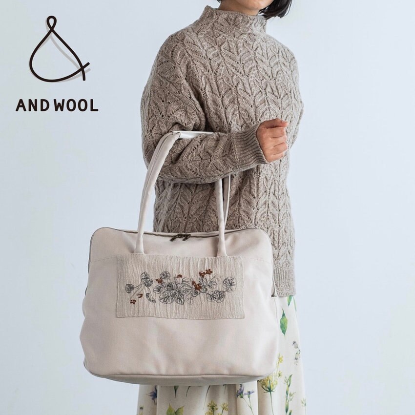 【ただいま全カラー在庫あり!!】春の小旅行にもおすすめ「人気のスミレ押し花刺繍バッグ」大容量でも見た目はすっきり